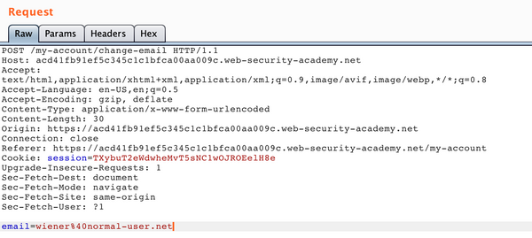PortSwigger's "CSRF vulnerability with no defenses" Walkthrough
